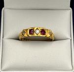 Antique 18ct Gold Ruby Diamond Ring, Chester 1899