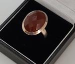 Art Deco Red Agate Sterling Silver Oval Ring