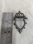 Vintage Sterling Silver Crown Brooch Pin, 1930