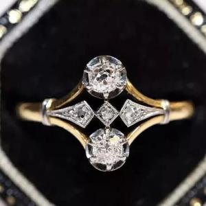 Art Deco Diamond Engagement Ring in 14k White Gold
