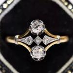 Art Deco Diamond Engagement Ring in 14k White Gold