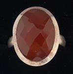 Art Deco Red Agate Sterling Silver Oval Ring