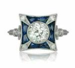 Art Deco Vintage 14K White Gold Engagement Ring