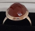 Art Deco Red Agate Sterling Silver Oval Ring