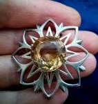 Scottish Sterling Silver Quartz Vintage Brooch