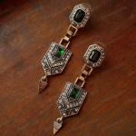 Vintage Art Deco Green Crystal Drop Earrings