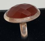 Art Deco Red Agate Sterling Silver Oval Ring