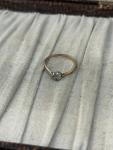 Antique Rolled Gold Solitaire Rhinestone Ring Size L 1/2