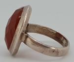 Art Deco Red Agate Sterling Silver Oval Ring