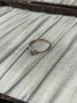 Antique Rolled Gold Solitaire Rhinestone Ring Size L 1/2