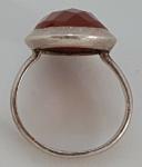 Art Deco Red Agate Sterling Silver Oval Ring
