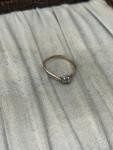 Antique Rolled Gold Solitaire Rhinestone Ring Size L 1/2