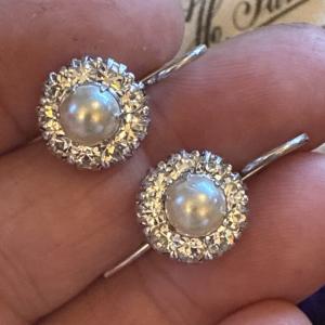 Art Deco Sterling Silver Pearl Drop Earrings