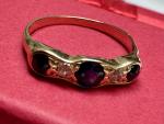 Vintage 5-Stone Sapphire and Diamond Gold Ring