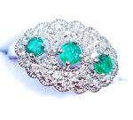 Antique 9ct White Gold Emerald & Diamond Ring