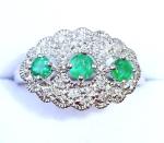 Antique 9ct White Gold Emerald & Diamond Ring