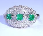 Antique 9ct White Gold Emerald & Diamond Ring