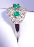 Antique 9ct White Gold Emerald & Diamond Ring