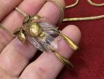 Art Deco Carved Celluloid Flower Drop Necklace
