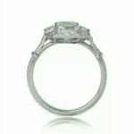 Vintage Art Deco Emerald Diamond Halo Ring 14K White Gold