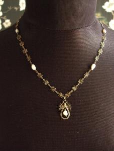 Antique Silver Gilt Filigree Necklace with Pearls