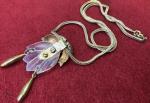 Art Deco Carved Celluloid Flower Drop Necklace
