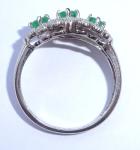 Antique 9ct White Gold Emerald & Diamond Ring