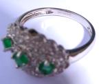 Antique 9ct White Gold Emerald & Diamond Ring