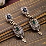 Vintage Art Deco Green Crystal Drop Earrings