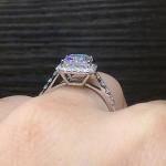 Emerald Cut Moissanite Halo Engagement Ring