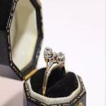 Art Deco Diamond Engagement Ring in 14k White Gold