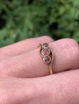 9ct Gold Garnet Trilogy Cross Over Ring