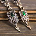 Vintage Art Deco Green Crystal Drop Earrings