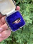 9ct Gold Garnet Trilogy Cross Over Ring