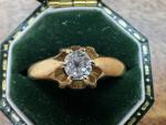 1918 Antique 18ct Gold Diamond Solitaire Ring