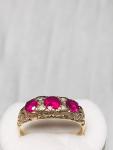 9CT Gold Indian Ruby & Diamond Art Deco Ring