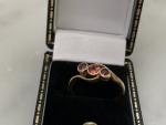 9ct Gold Garnet Trilogy Cross Over Ring