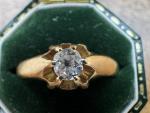 1918 Antique 18ct Gold Diamond Solitaire Ring