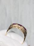 9CT Gold Indian Ruby & Diamond Art Deco Ring