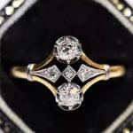 Art Deco Vintage Diamond Engagement Ring in 14k White Gold