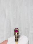 9CT Gold Indian Ruby & Diamond Art Deco Ring