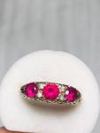 9CT Gold Indian Ruby & Diamond Art Deco Ring