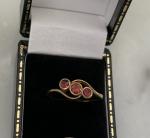 9ct Gold Garnet Trilogy Cross Over Ring