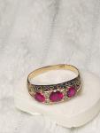 9CT Gold Indian Ruby & Diamond Art Deco Ring