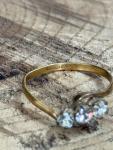 Antique Rolled Gold Three Stone Rhinestone Ring