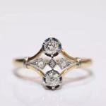 Art Deco Vintage Diamond Engagement Ring in 14k White Gold