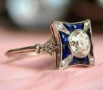 Art Deco Vintage 14K White Gold Engagement Ring