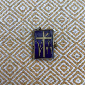 Vintage Blue Enamel Bible Book Locket Charm