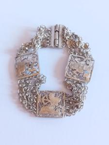 Vintage 1939 Egyptian Silver Filigree Bracelet