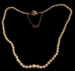 1920s Pearl Necklace with Gold Diamond Clasp